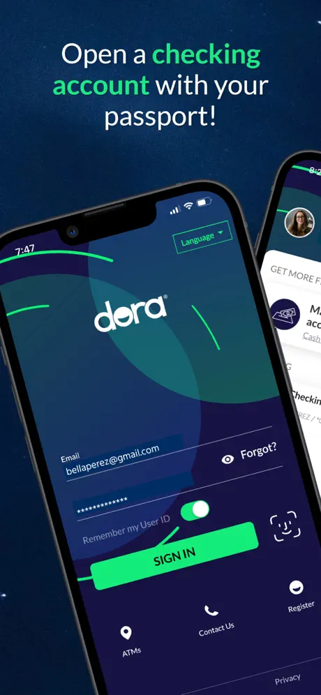 Dora app sign-in screen
